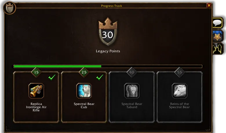 Oficiálna ukážka Legacy Points a odmien vo WoW Forever